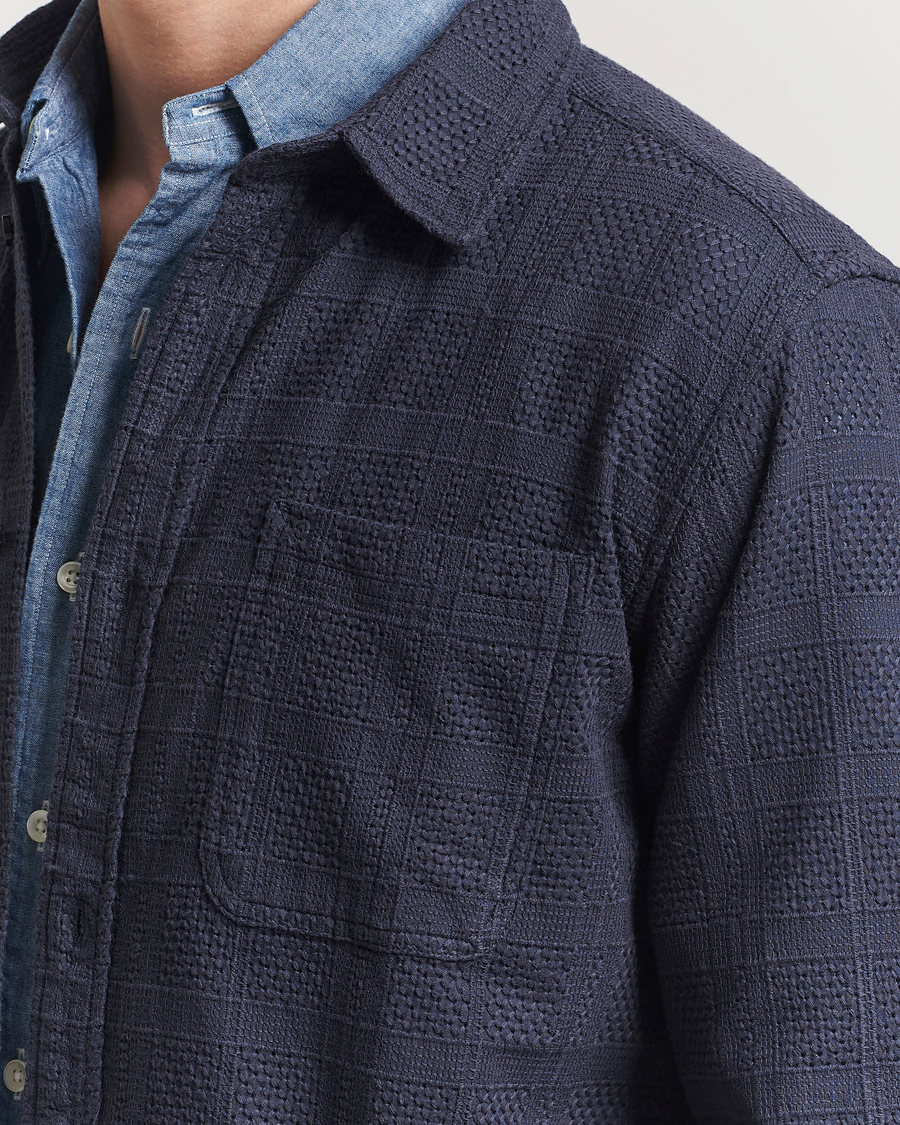 Homme | Chemises | LES DEUX | Charlie Long Sleeve Knitted Shirt Navy
