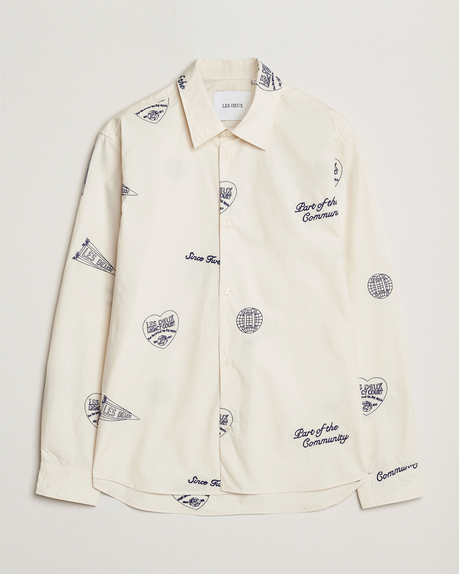 Homme | Chemises | LES DEUX | Kalen All Over Embroidery Shirt Ivory
