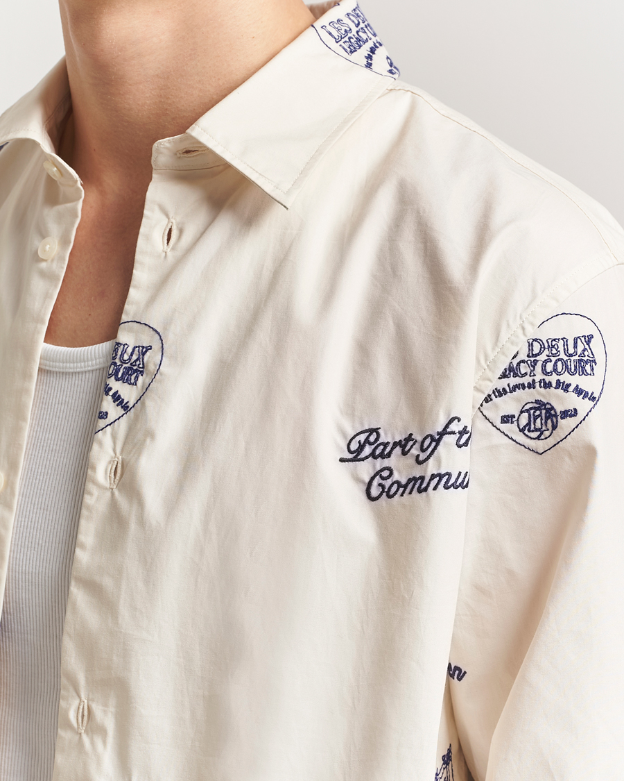 Homme | Chemises | LES DEUX | Kalen All Over Embroidery Shirt Ivory