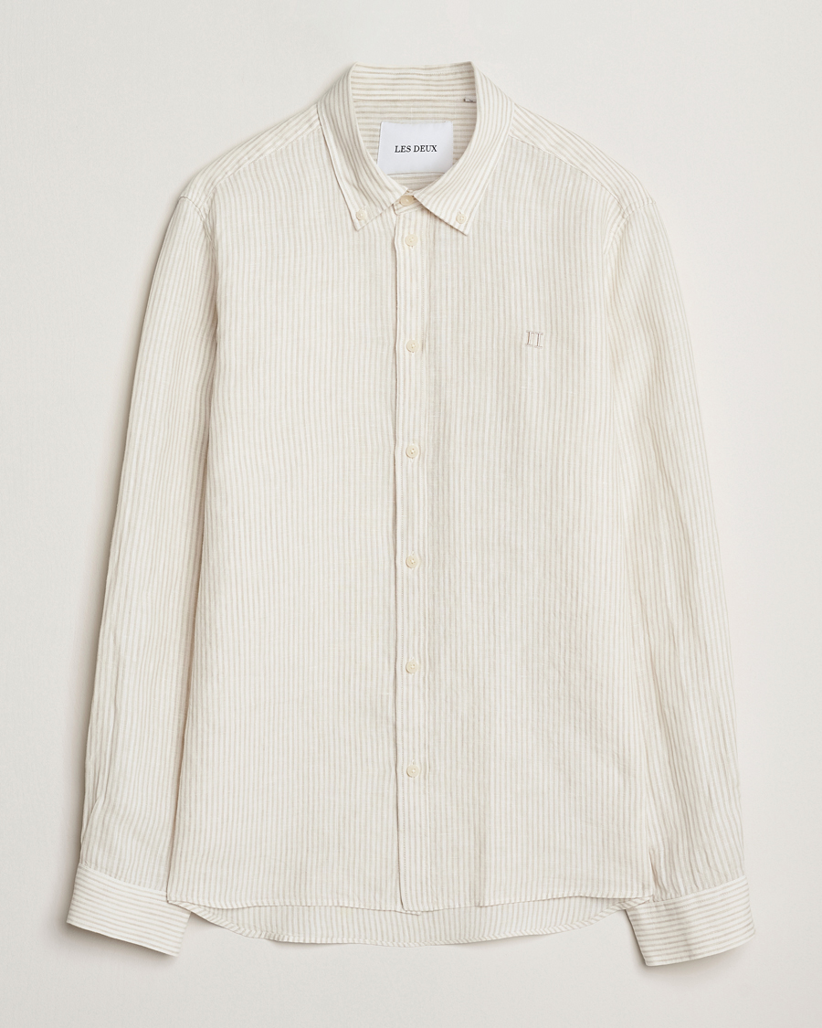 Homme | Chemises | LES DEUX | Kristian Linen Shirt Ivory/Walnut