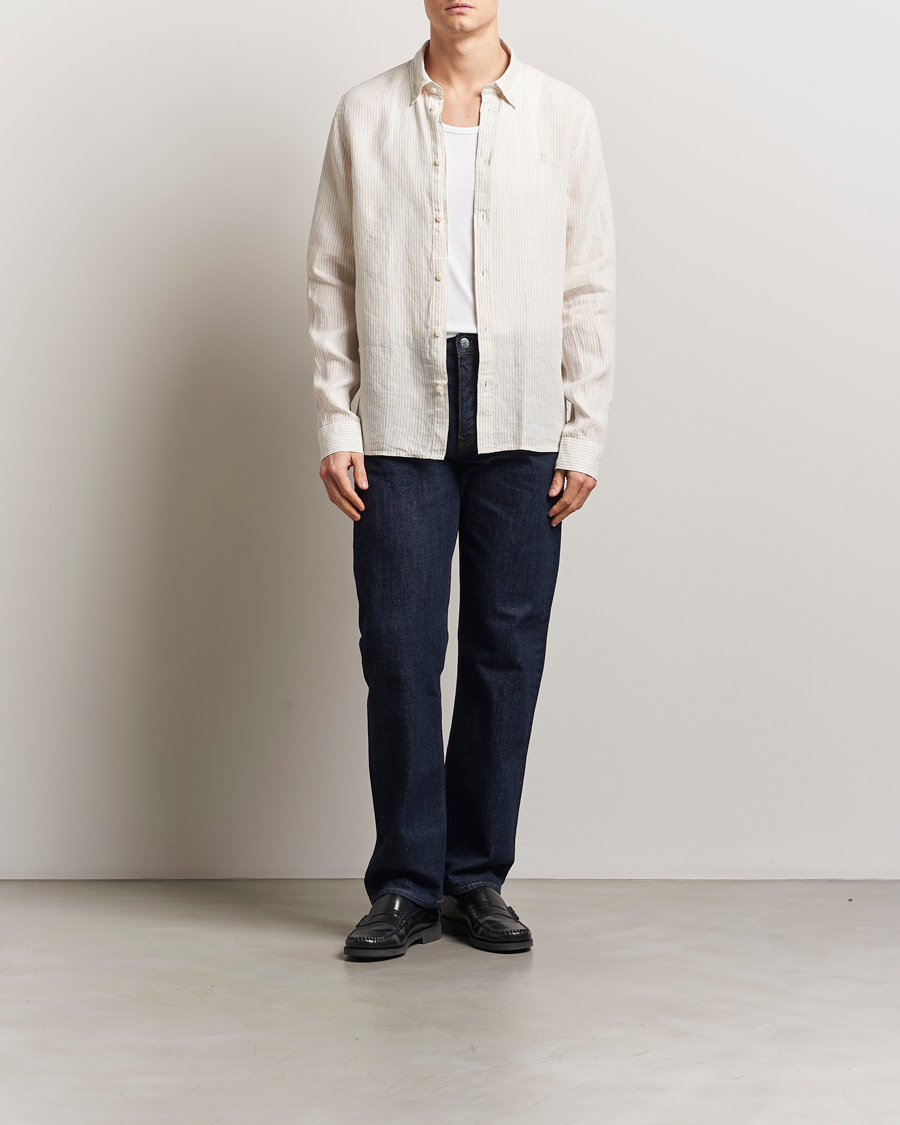 Homme | Chemises | LES DEUX | Kristian Linen Shirt Ivory/Walnut