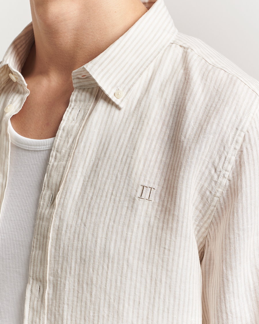 Homme | Chemises | LES DEUX | Kristian Linen Shirt Ivory/Walnut
