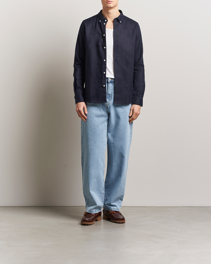 Homme | Chemises | LES DEUX | Kristian Linen Shirt Navy