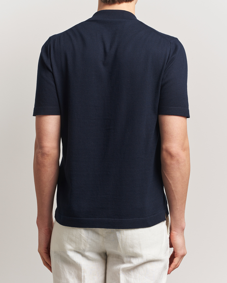 Homme | Chemises | Altea | Jacquard Knit Camp Shirt Navy