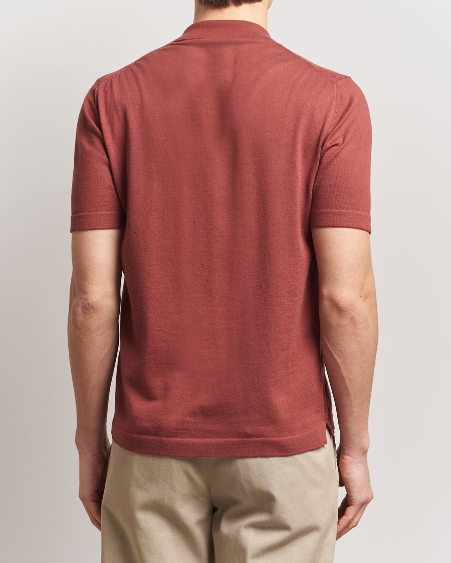 Homme | Chemises | Altea | Jacquard Knit Camp Shirt Burgundy
