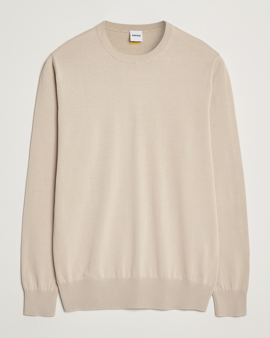 Homme | Pulls Et Tricots | Aspesi | Rib Cotton Crew Neck Beige