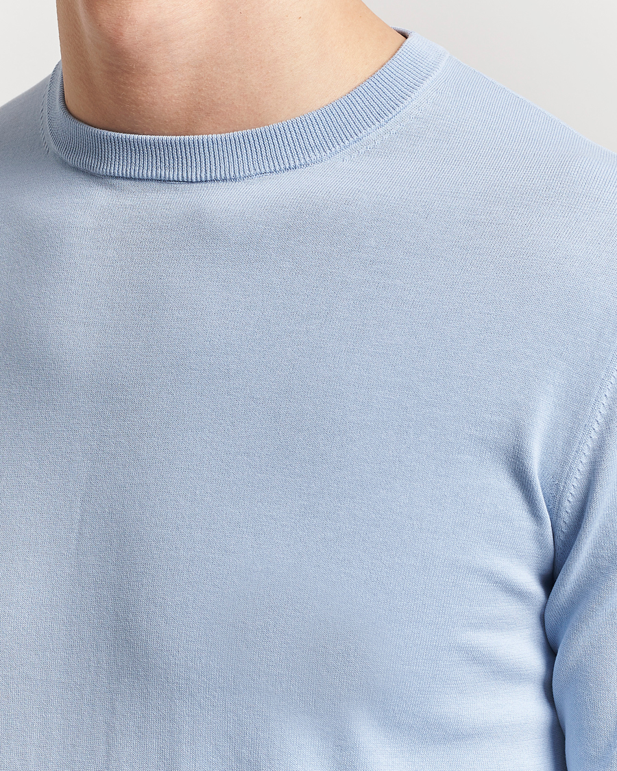 Homme | Pulls Et Tricots | Aspesi | Rib Cotton Crew Neck Light Blue