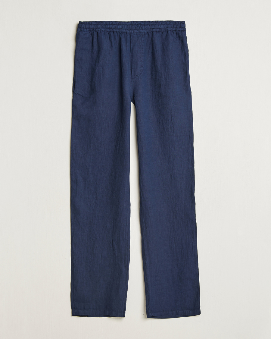 Homme | Pantalons | Aspesi | Ventura Drawstring Linen Pants Navy