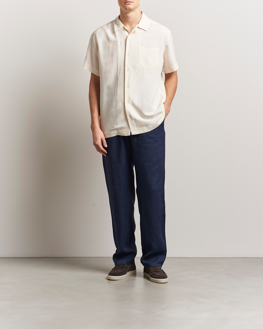 Homme | Pantalons | Aspesi | Ventura Drawstring Linen Pants Navy