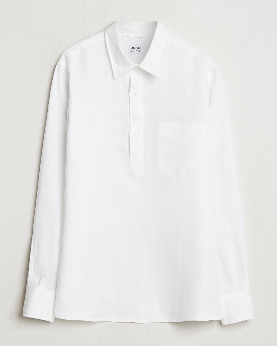 Homme | Chemises | Aspesi | Linen Popover Shirt White
