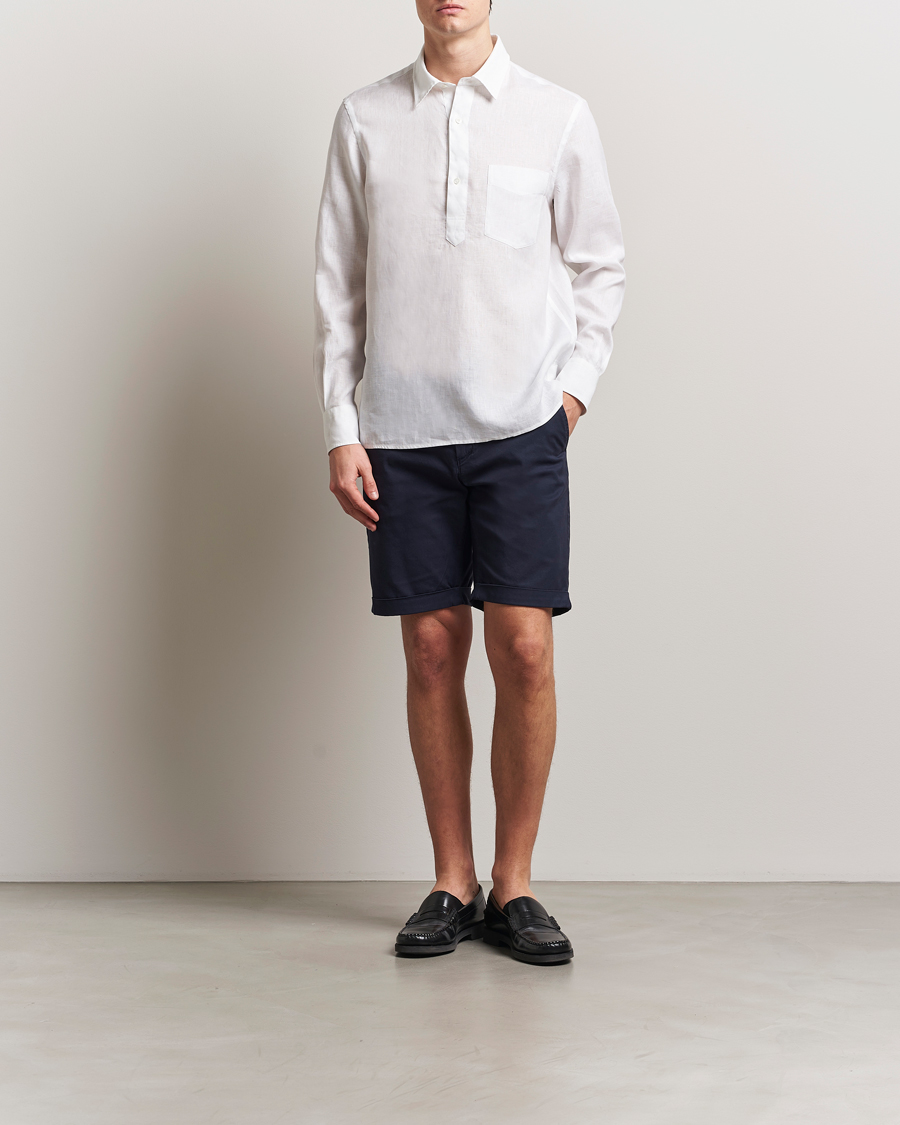 Homme | Chemises | Aspesi | Linen Popover Shirt White