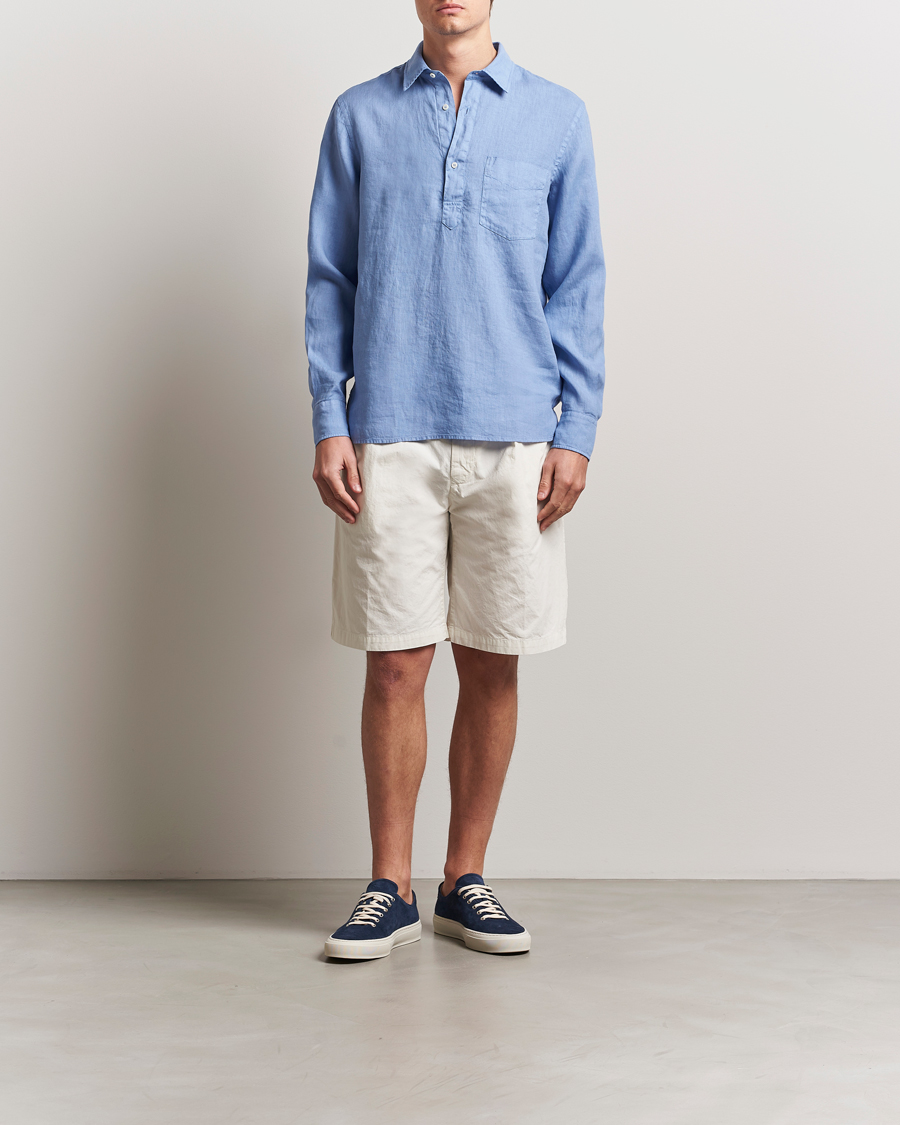 Homme | Chemises | Aspesi | Linen Popover Shirt Azzurro