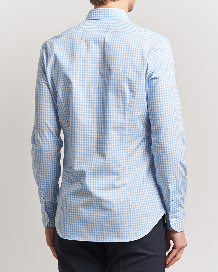 Homme | Chemises | Mazzarelli | Soft Cotton Cut Away Shirt Blue Check