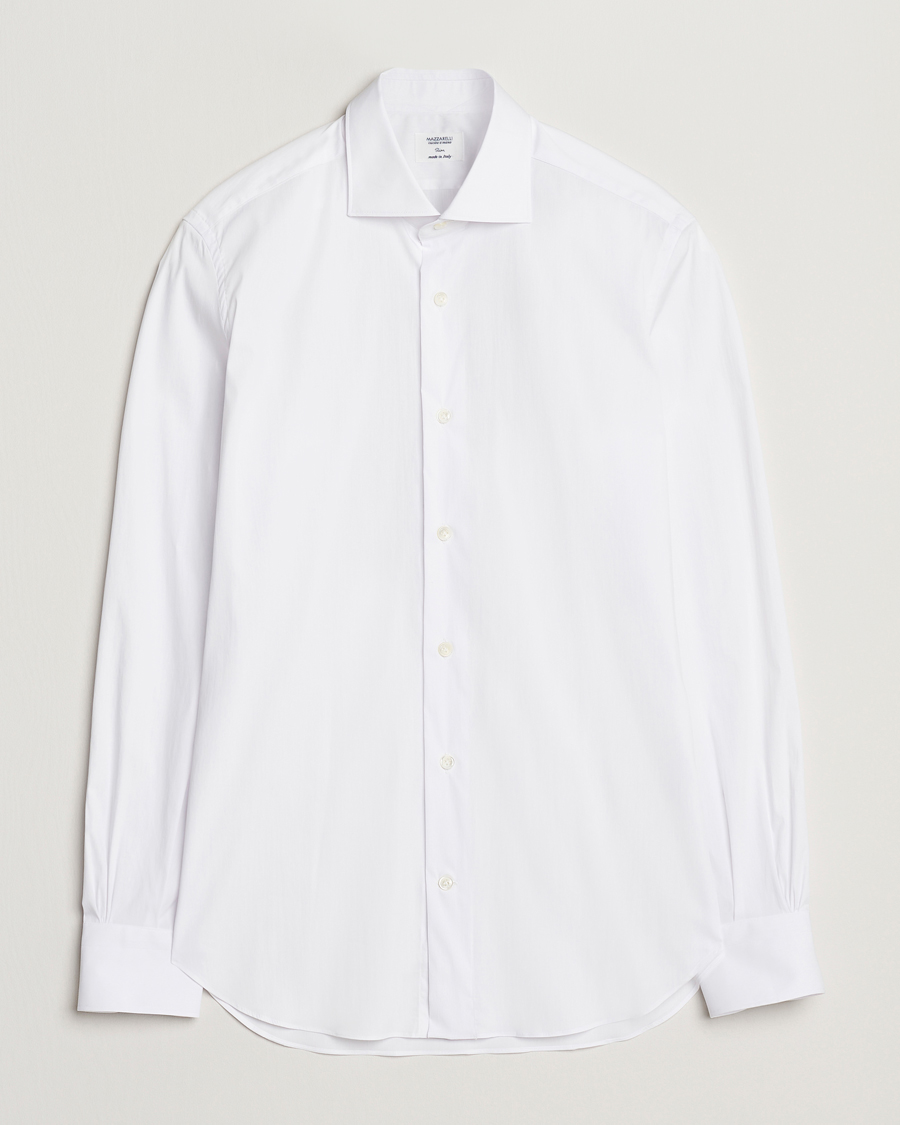 Homme | Chemises | Mazzarelli | Soft Cotton Cut Away Shirt White