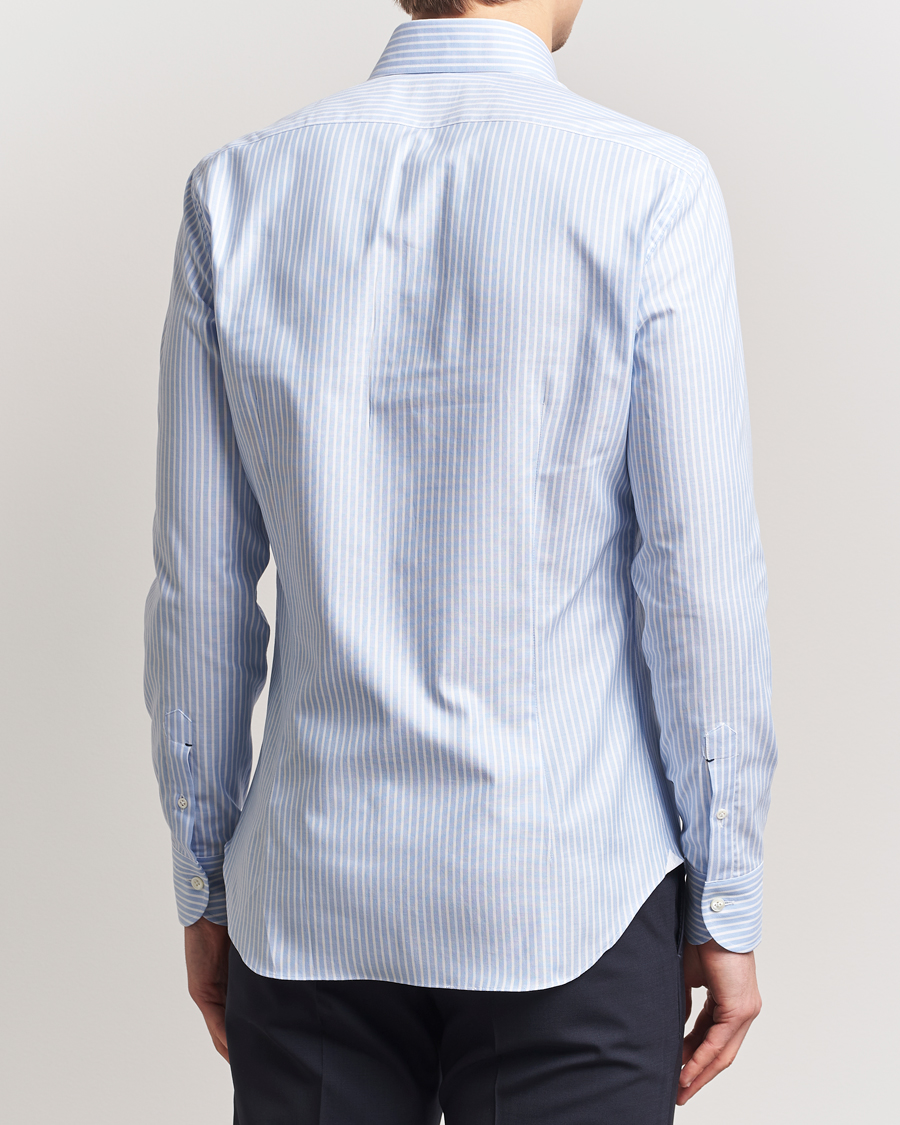 Homme | Chemises | Mazzarelli | Soft Oxford Button Down Shirt Light Blue Stripe