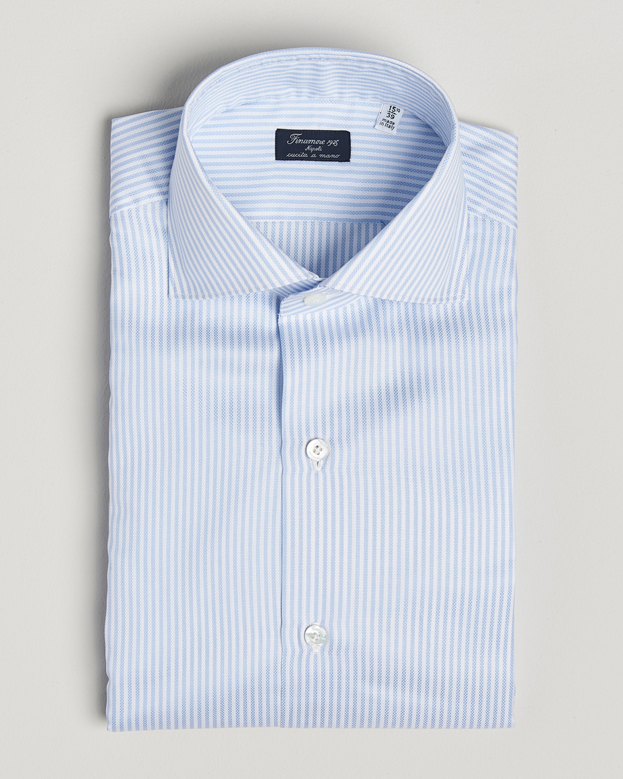 Homme | Chemises | Finamore Napoli | Milano Slim Royal Oxford Dress Shirt Blue Stripe
