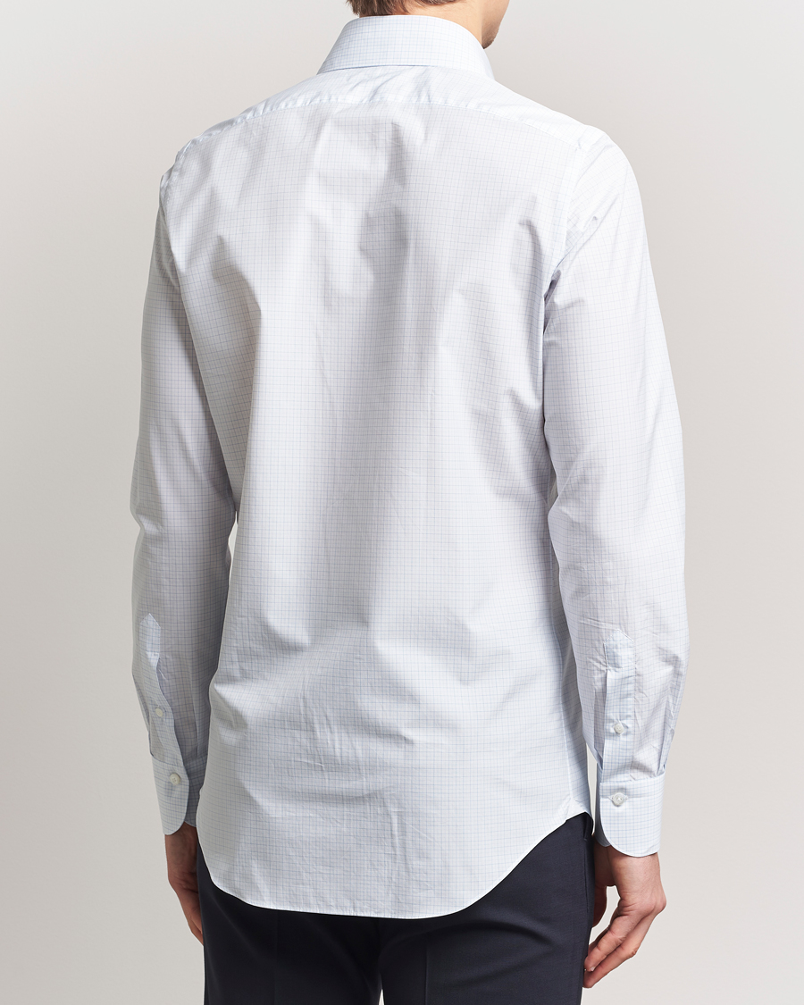 Homme | Chemises | Finamore Napoli | Milano Slim Popeline Check Shirt Light Blue