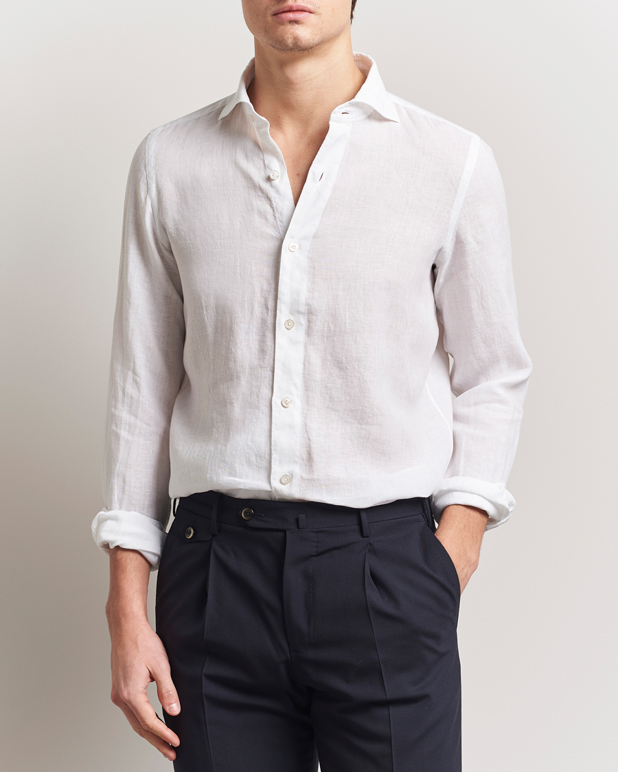Homme | Chemises | Finamore Napoli | Gaeta Linen Shirt White