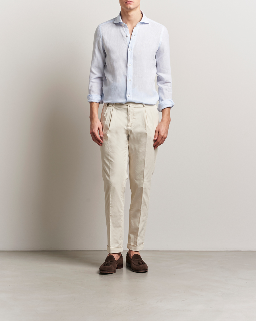 Homme | Chemises | Finamore Napoli | Gaeta Linen Shirt Light Blue