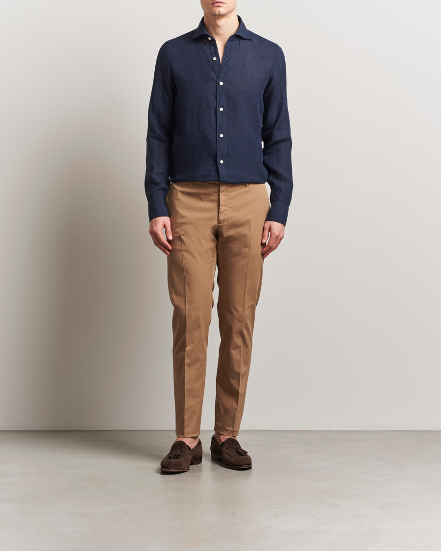 Homme | Chemises | Finamore Napoli | Gaeta Linen Shirt Navy