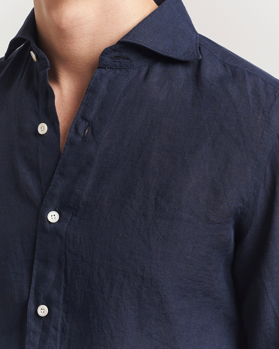 Homme | Chemises | Finamore Napoli | Gaeta Linen Shirt Navy