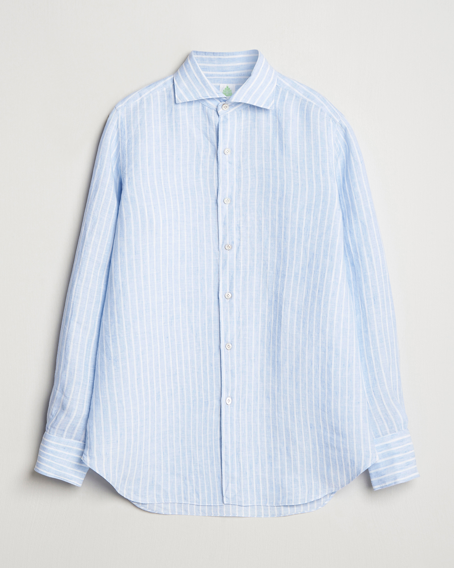 Homme | Chemises | Finamore Napoli | Gaeta Linen Shirt Blue Stripe