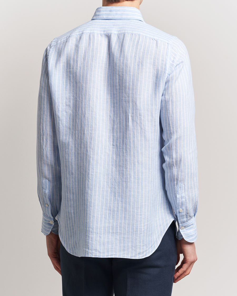 Homme | Chemises | Finamore Napoli | Gaeta Linen Shirt Blue Stripe