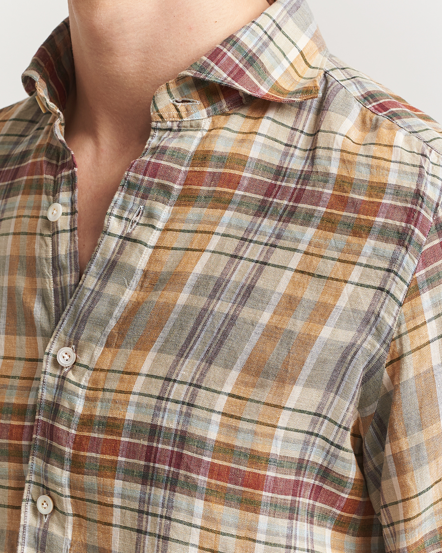 Homme | Chemises | Finamore Napoli | Gaeta Linen Shirt Beige Check