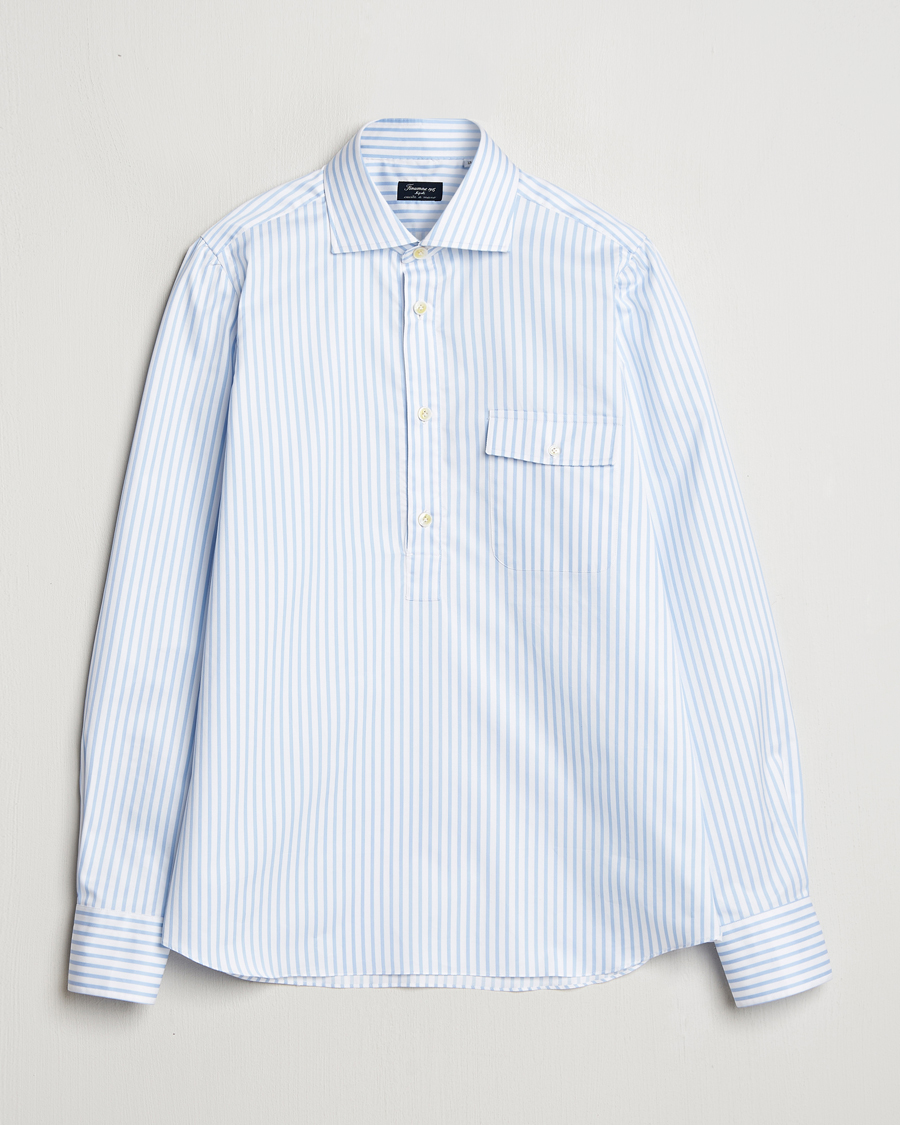 Homme | Chemises | Finamore Napoli | Porto Popover Shirt Light Blue