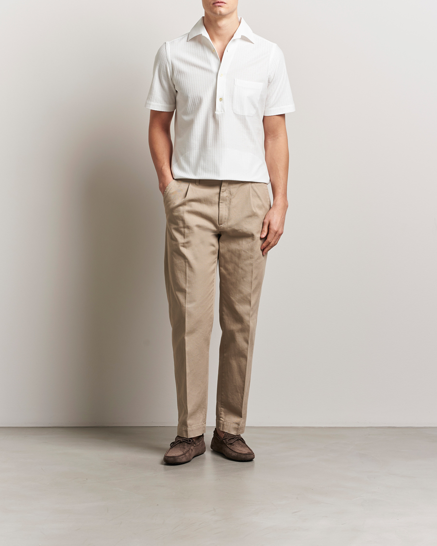 Homme | Chemises | Finamore Napoli | Vico Jersey Short Sleeve Polo White