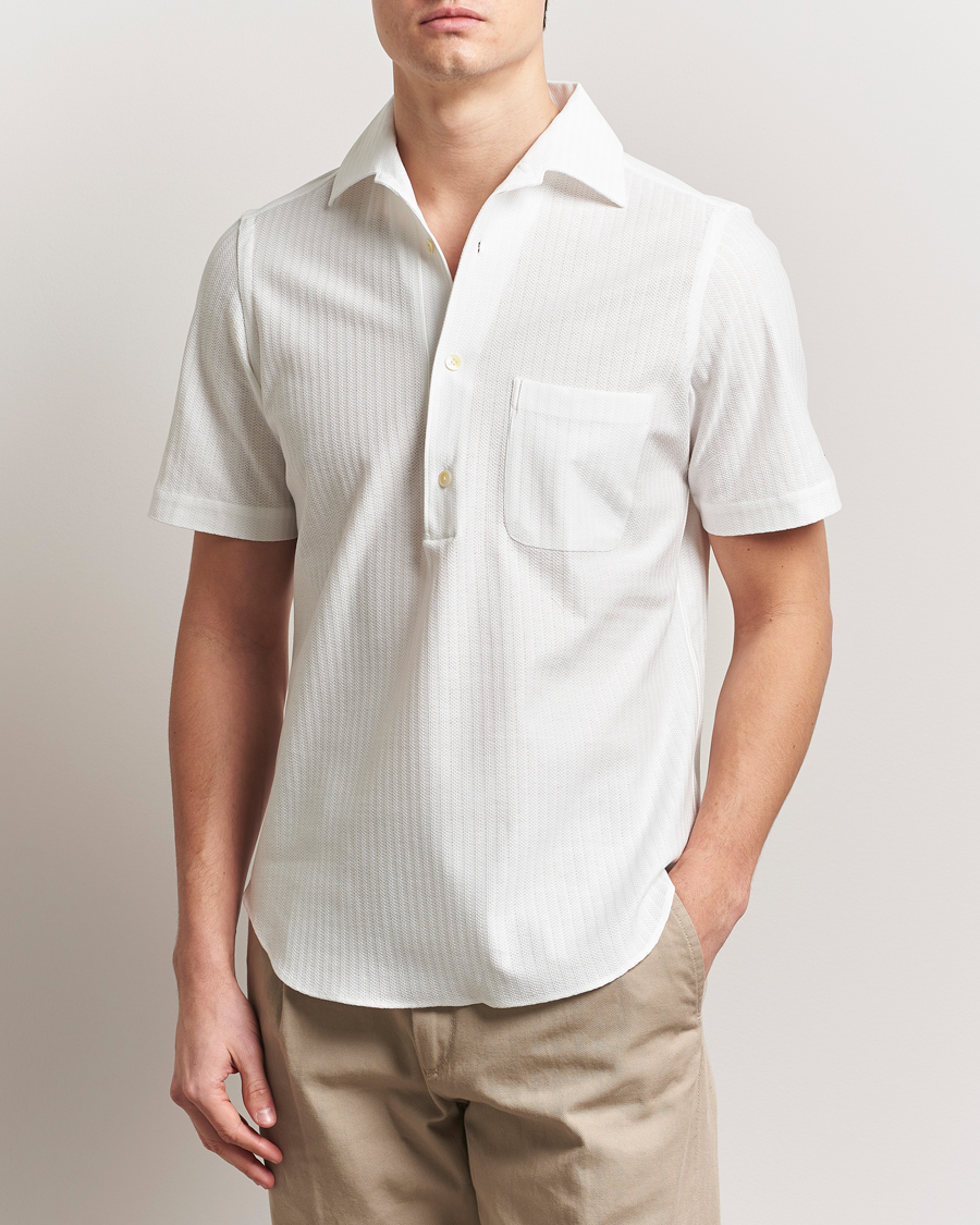 Homme | Chemises | Finamore Napoli | Vico Jersey Short Sleeve Polo White