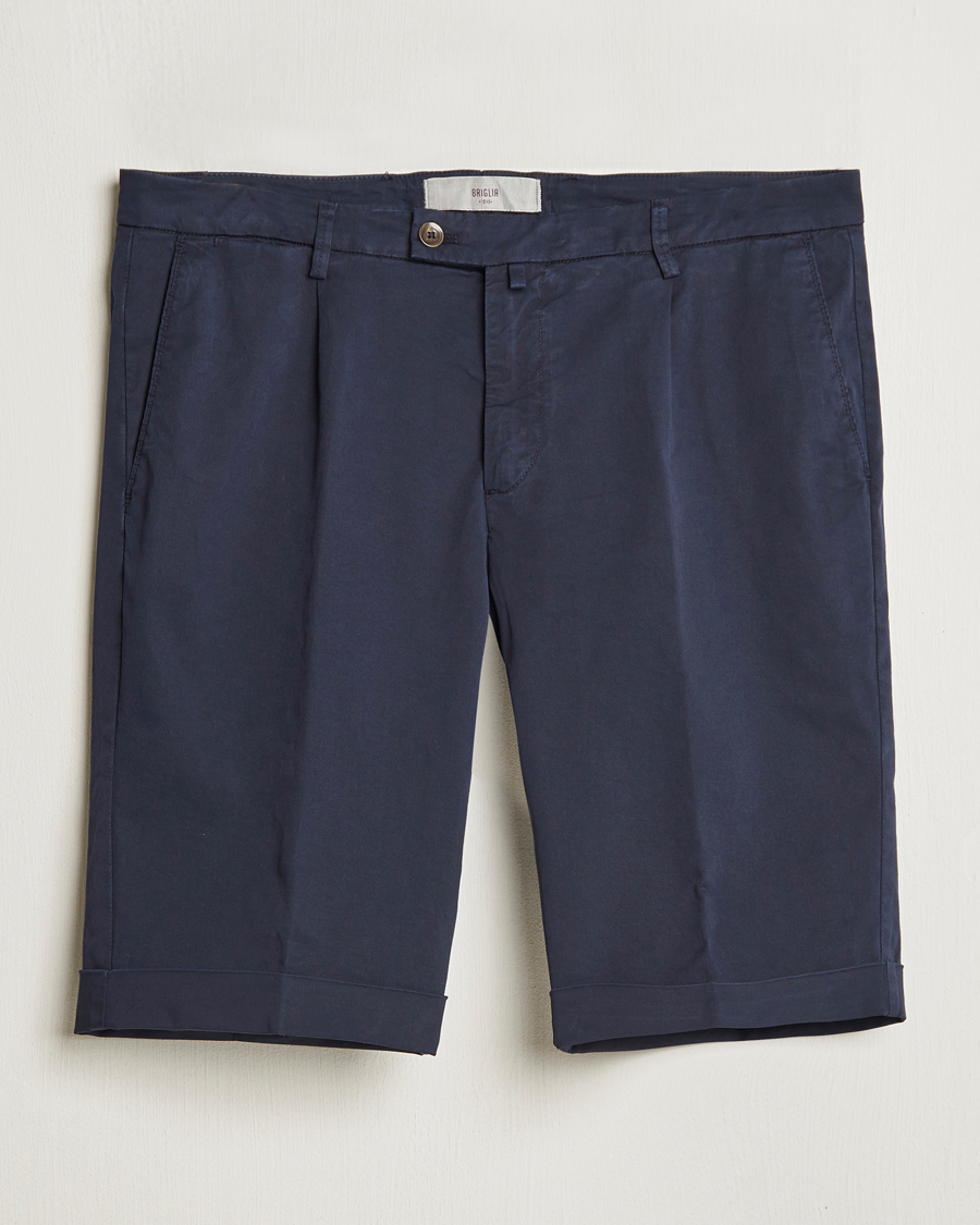 Homme | Shorts | Briglia 1949 | Pleated Cotton Shorts Navy