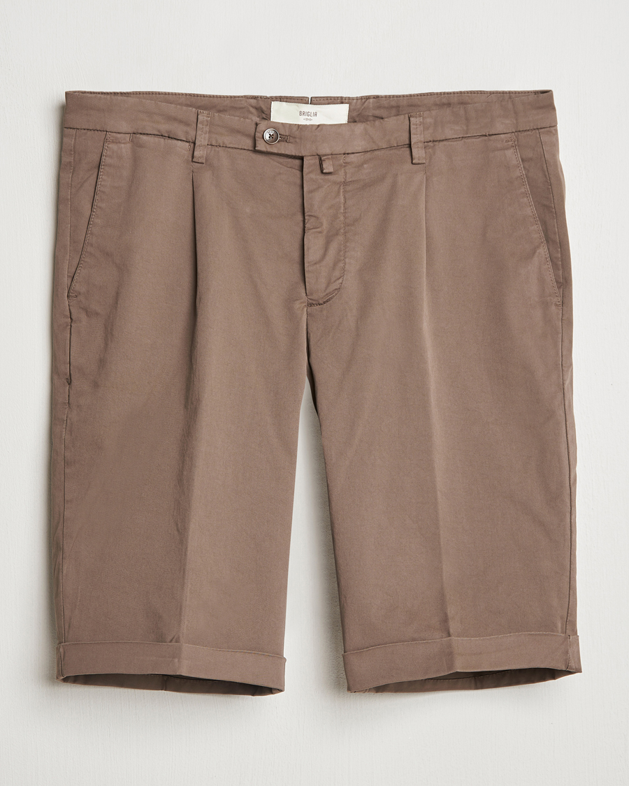 Homme | Shorts | Briglia 1949 | Pleated Cotton Shorts Brown