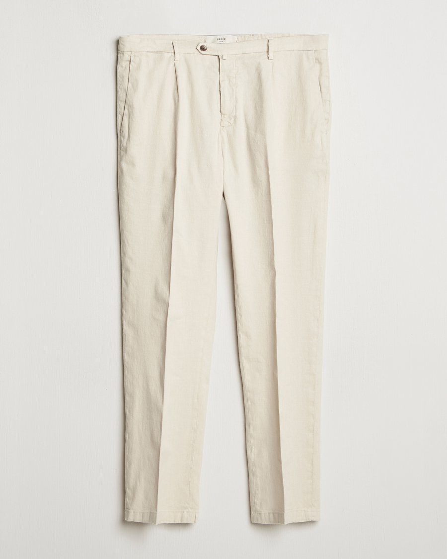Homme | Pantalons | Briglia 1949 | Pleated Linen Trousers Cream