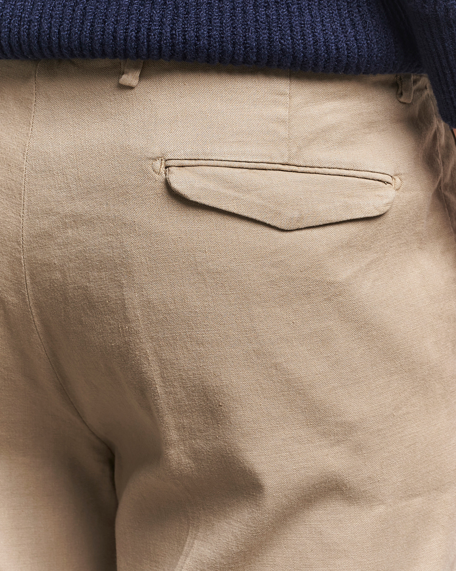 Homme | Pantalons | Briglia 1949 | Pleated Linen Trousers Taupe