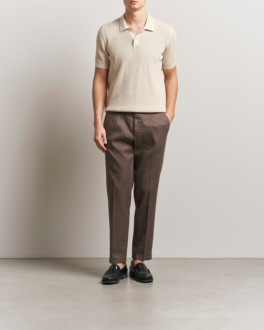 Homme | Pantalons | Briglia 1949 | Pleated Linen Trousers Brown