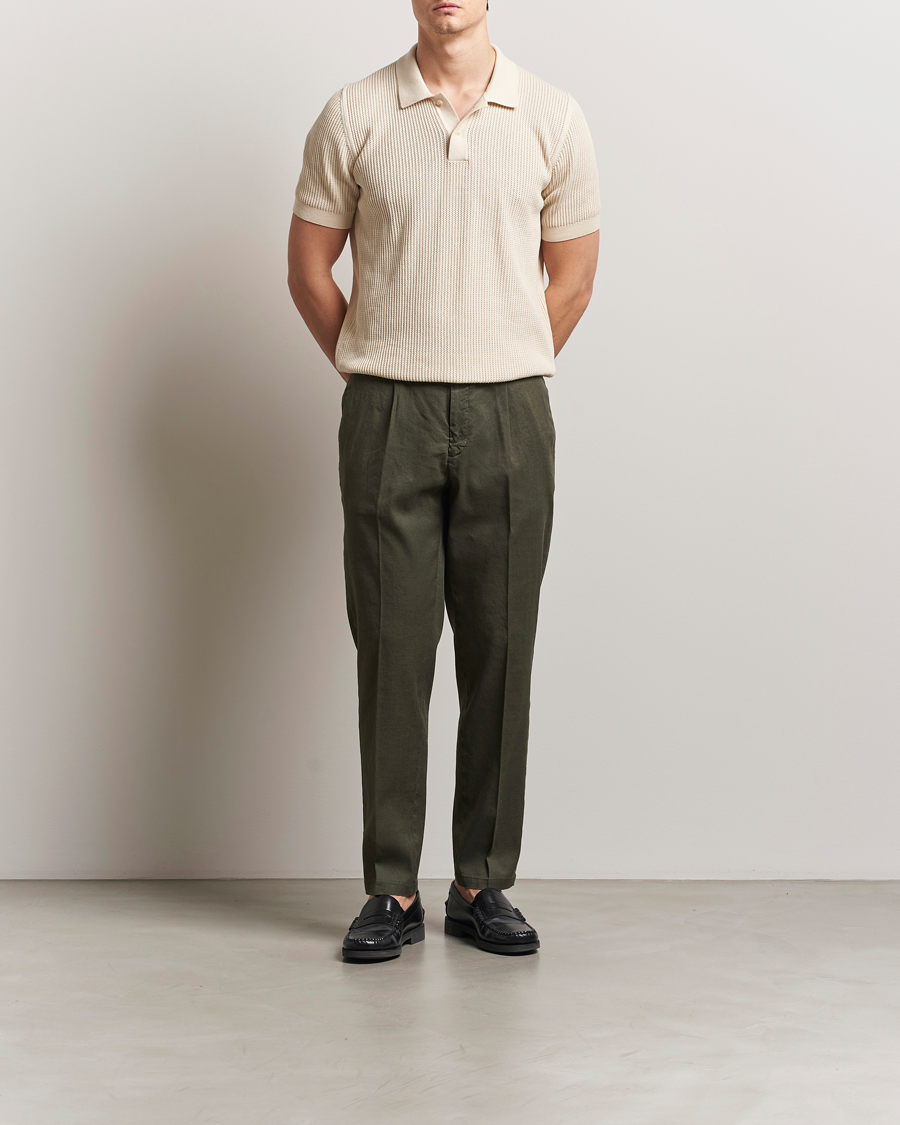 Homme | Pantalons | Briglia 1949 | Pleated Linen Trousers Olive