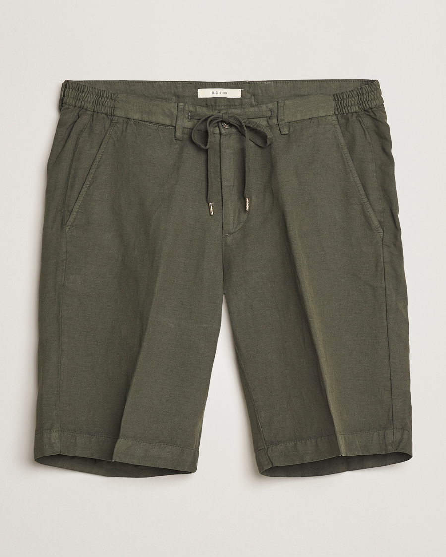Homme | Shorts | Briglia 1949 | Linen/Cotton Drawstring Shorts Olive