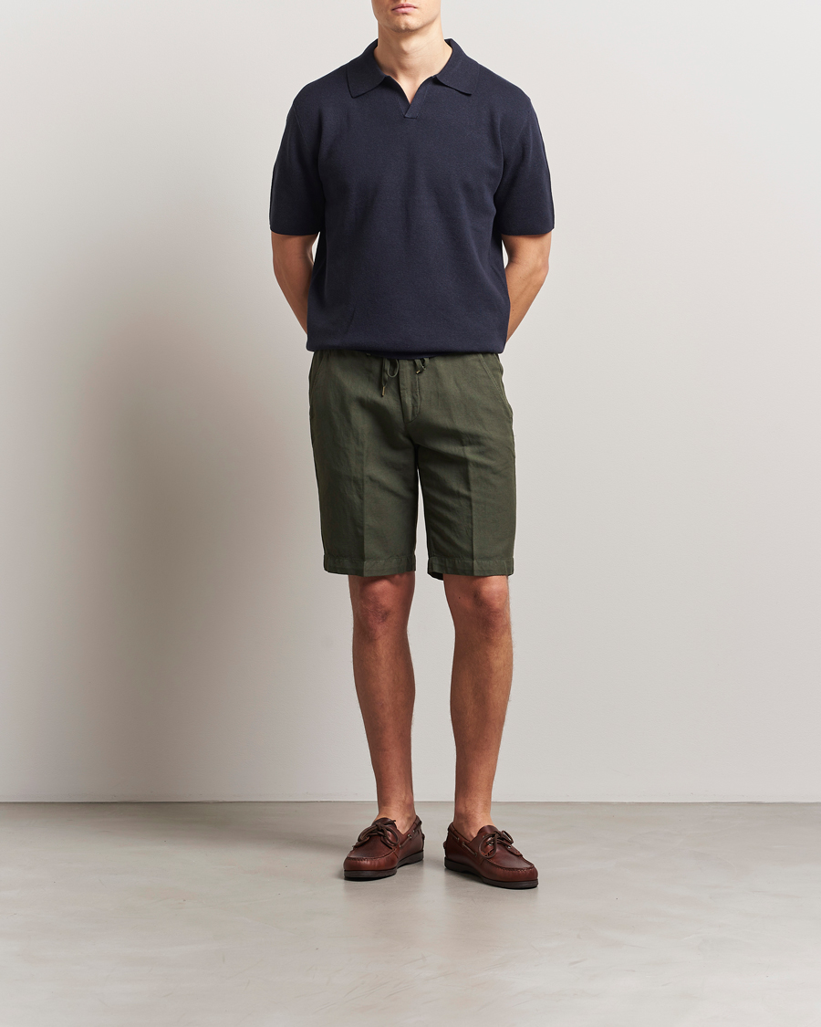 Homme | Shorts | Briglia 1949 | Linen/Cotton Drawstring Shorts Olive