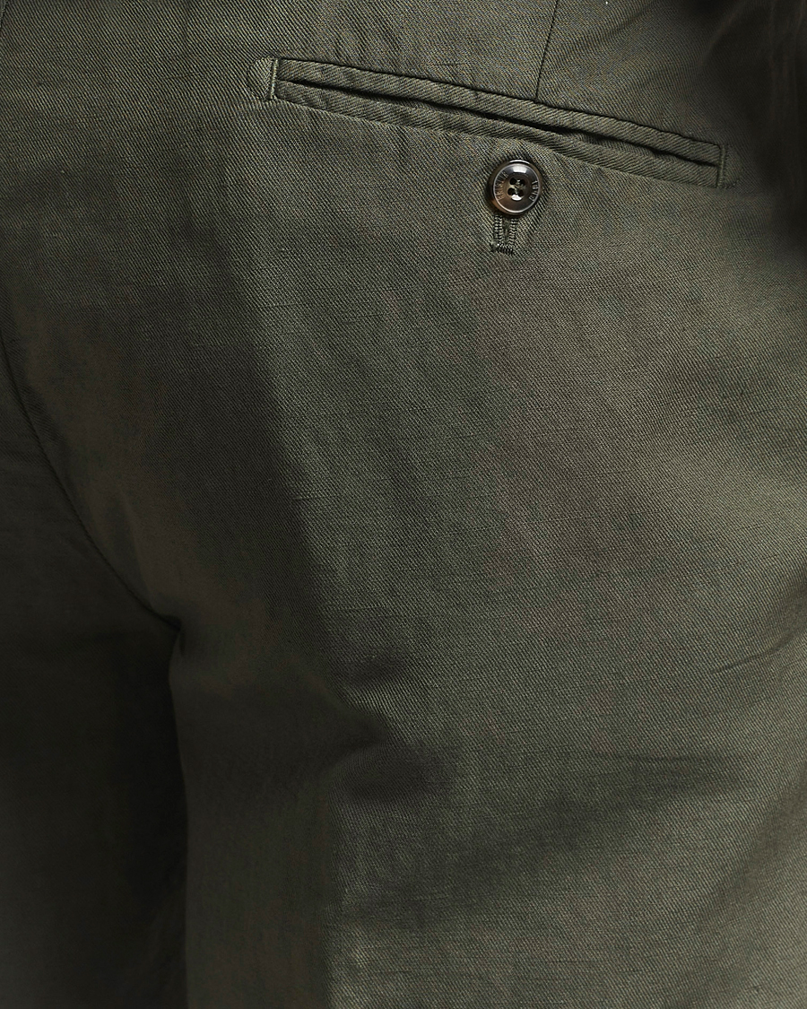 Homme | Shorts | Briglia 1949 | Linen/Cotton Drawstring Shorts Olive