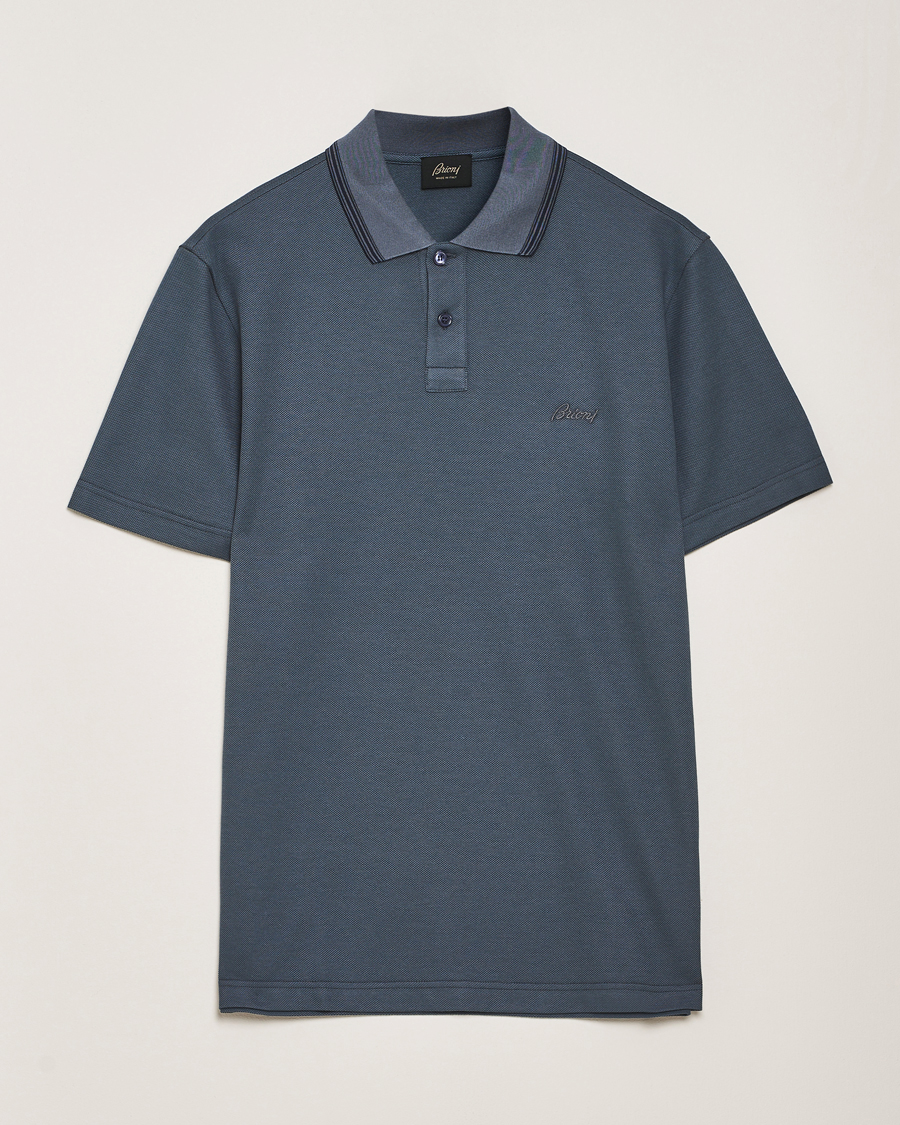 Homme | Polos | Brioni | Short Sleeve Cotton Piquet Polo Green
