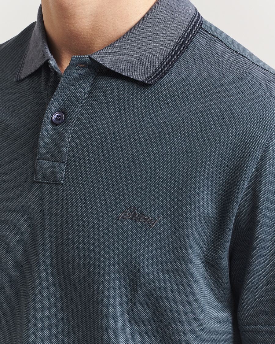 Homme | Polos | Brioni | Short Sleeve Cotton Piquet Polo Green