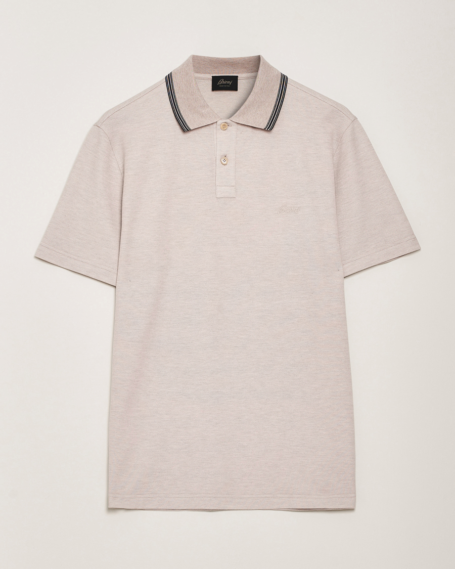 Homme | Polos | Brioni | Short Sleeve Cotton Piquet Polo Beige