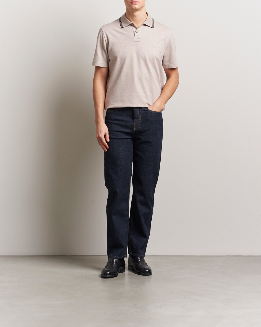 Homme | Polos | Brioni | Short Sleeve Cotton Piquet Polo Beige