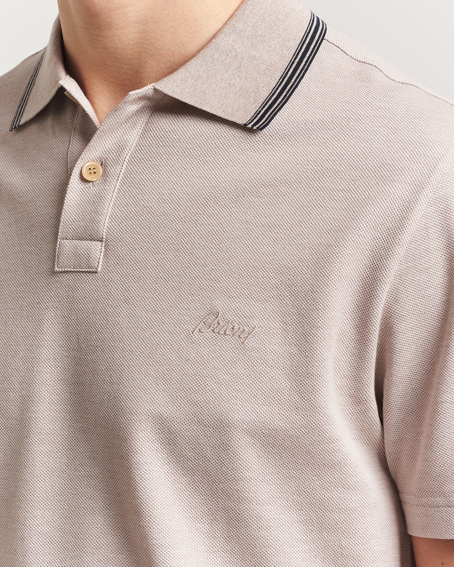 Homme | Polos | Brioni | Short Sleeve Cotton Piquet Polo Beige