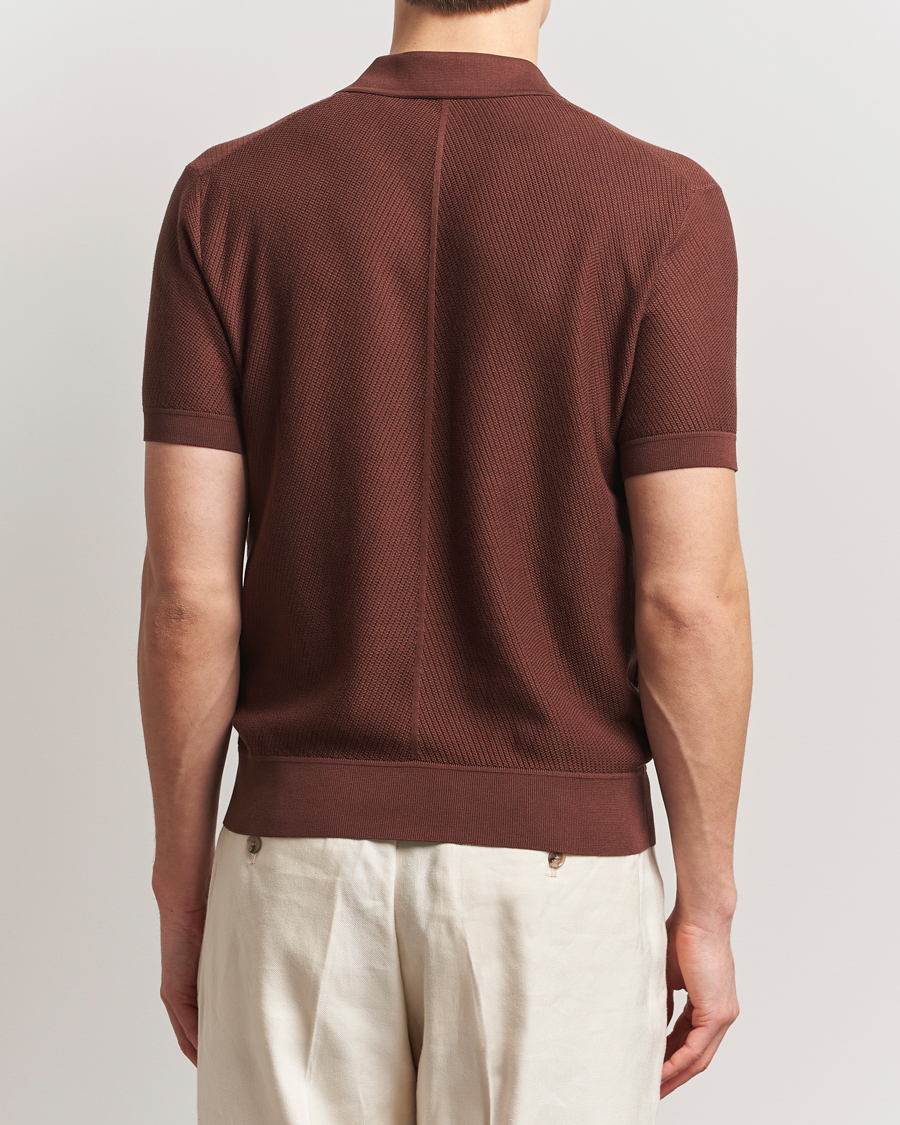 Homme | Polos | Brioni | Short Sleeve Sea Island Knitted Polo Brown