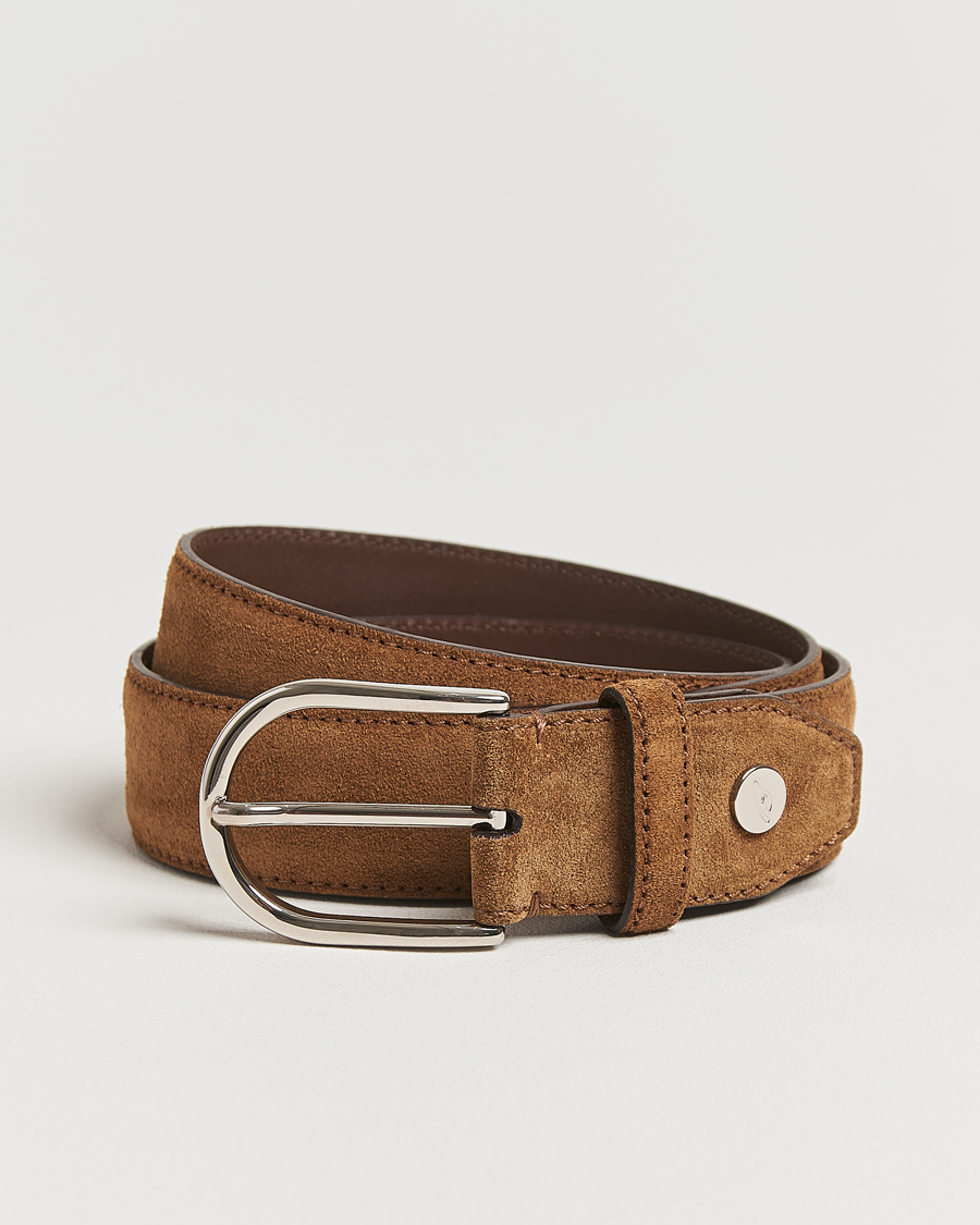 Homme | Brioni Rounded Buckle Belt  Brown Suede | Brioni | Rounded Buckle Belt  Brown Suede