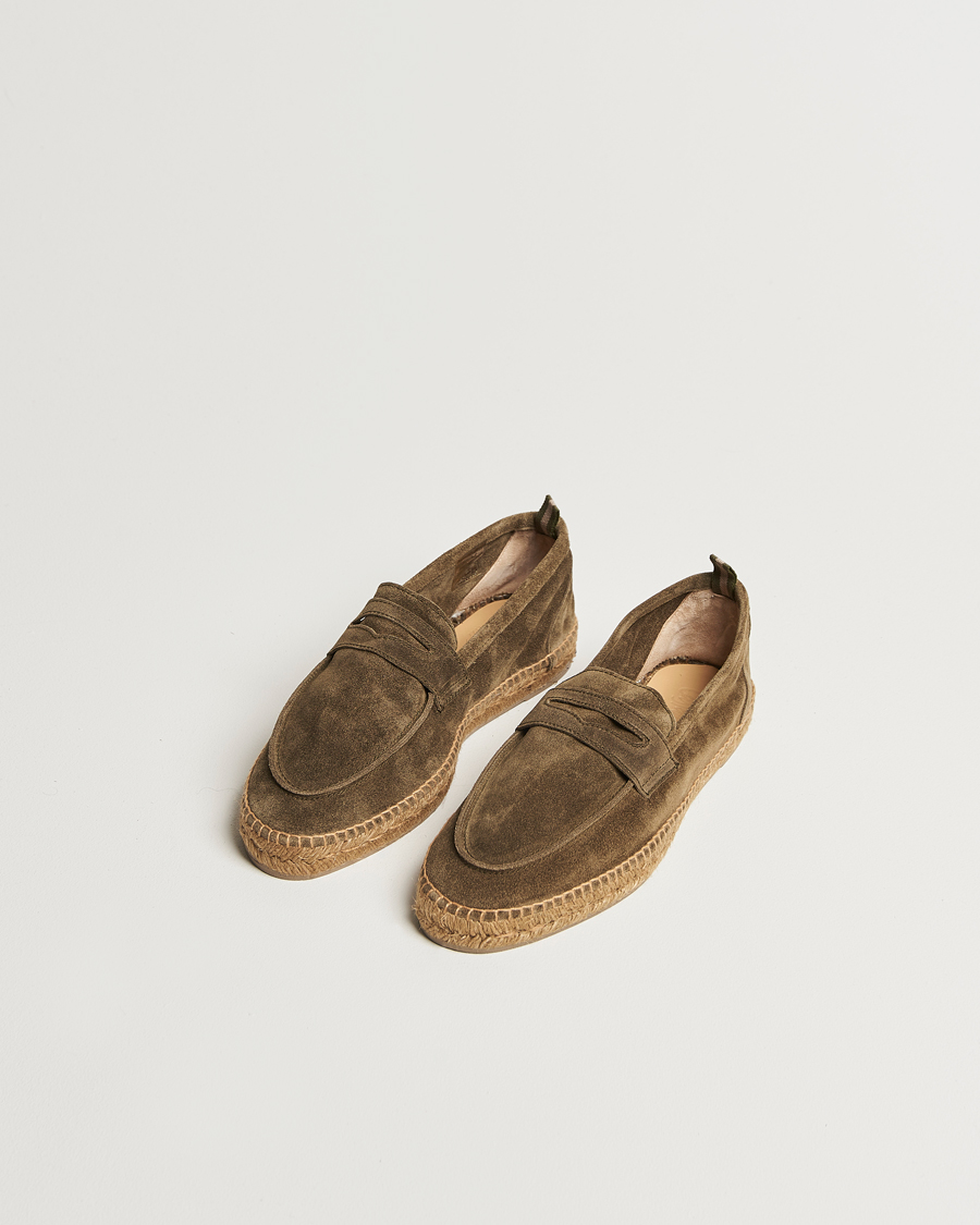 Homme | Espadrilles | Castañer | Nacho Casual Suede Loafers Verde Bosque