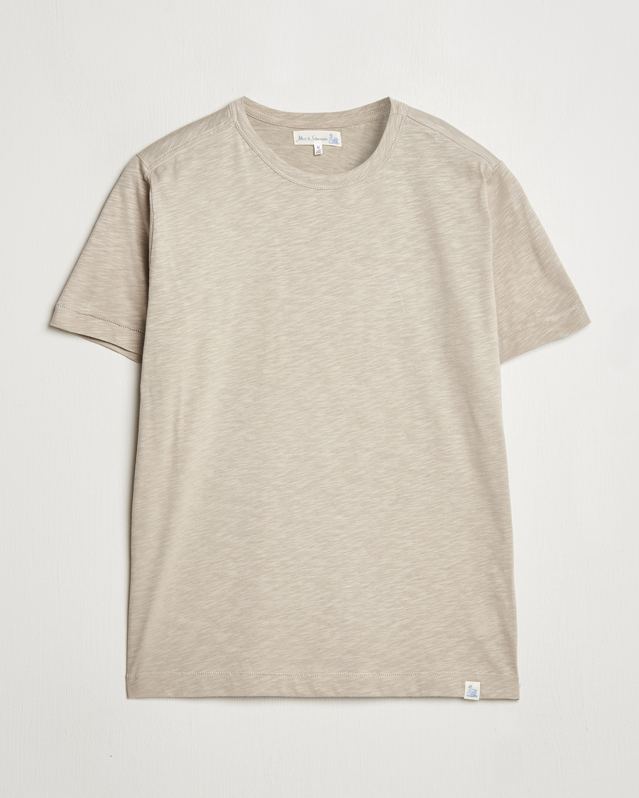 Homme | T-shirts | Merz b. Schwanen | Organic Pima Cotton Slub Crew Neck T-Shirt Greige