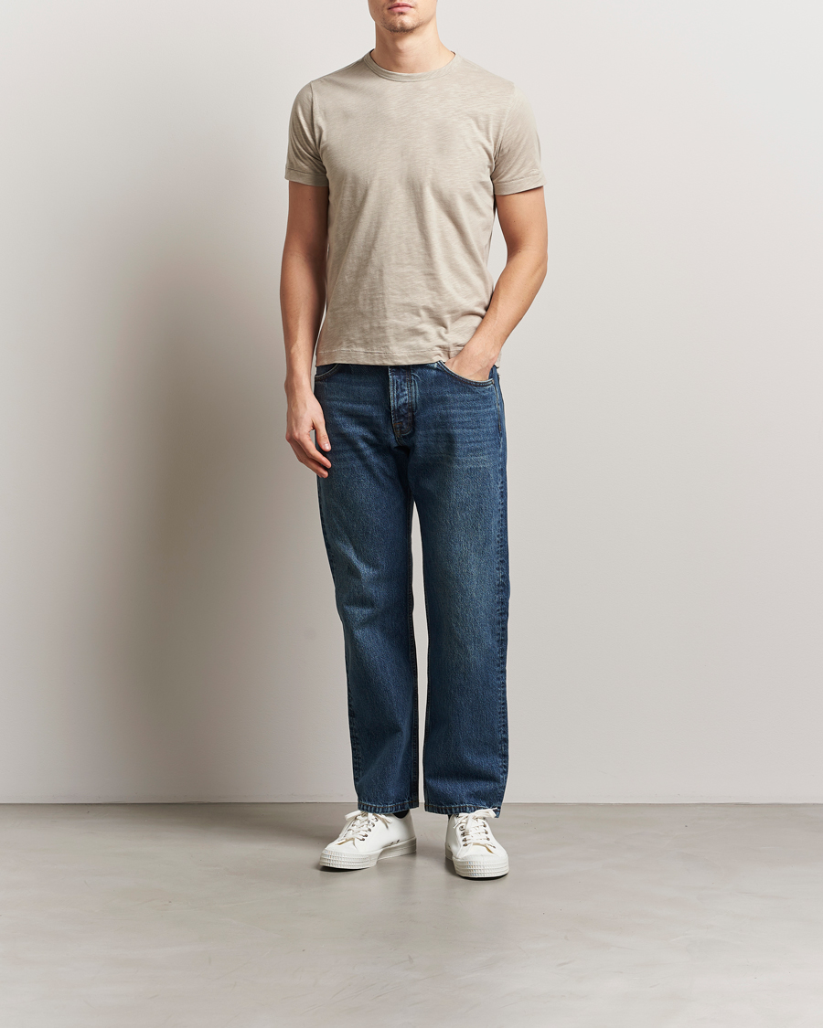 Homme | T-shirts | Merz b. Schwanen | Organic Pima Cotton Slub Crew Neck T-Shirt Greige